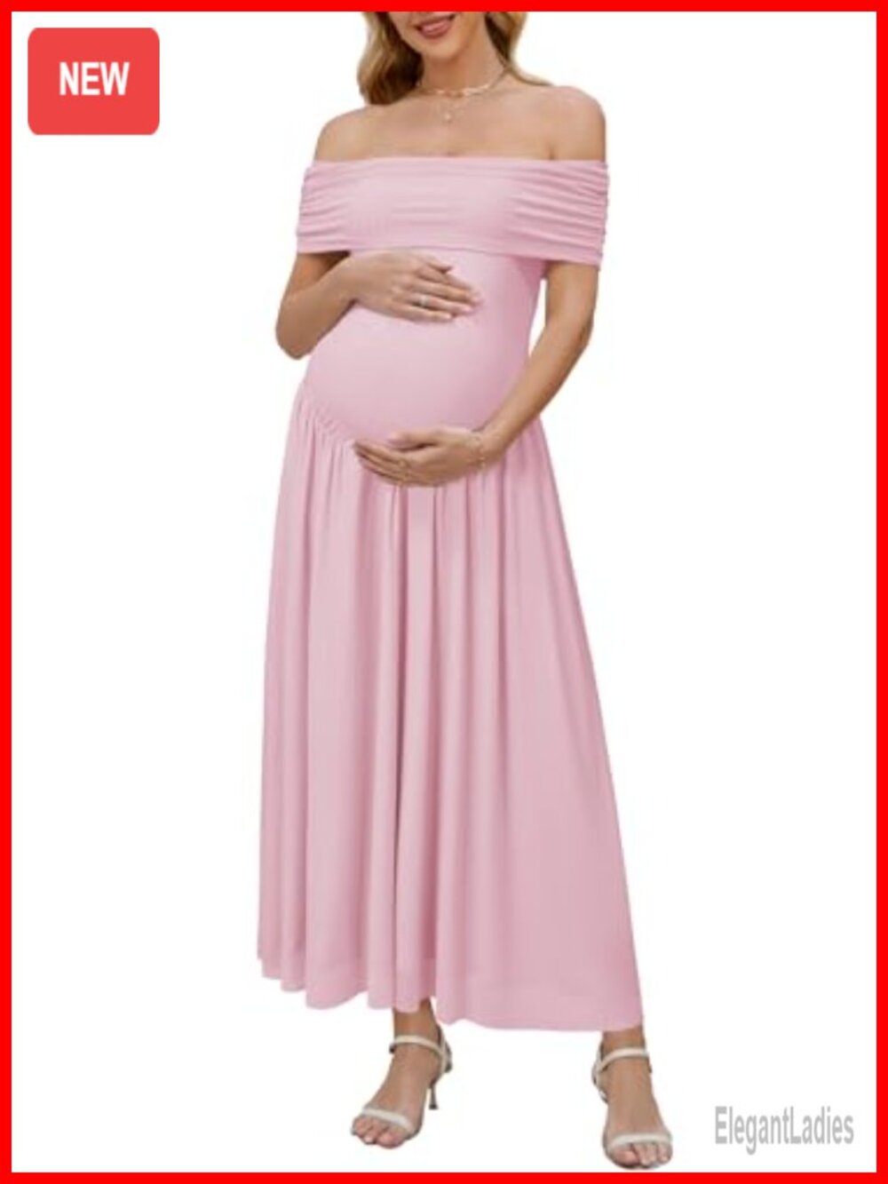 Off Shoulder Mesh Maxi Maternity Dress Sleeveless Formal Photoshoot Baby Shower